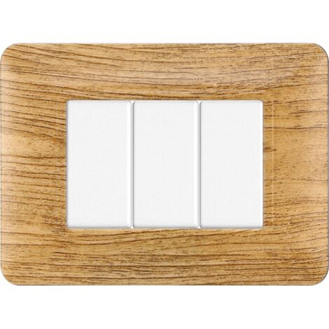 ETTROIT PLACCA PLASTICA 3P LEGNO SCURO compatibile matix bticino MT83305