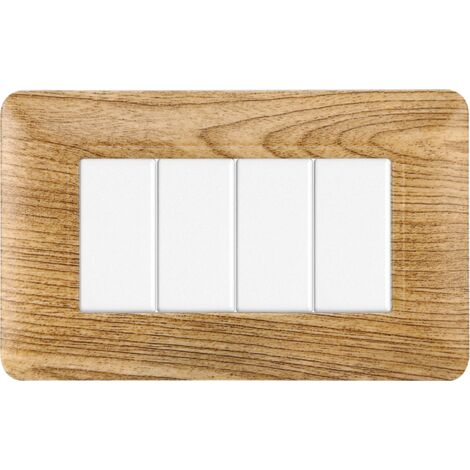 ETTROIT PLACCA PLASTICA 4P LEGNO SCURO compatibile matix bticino MT83405
