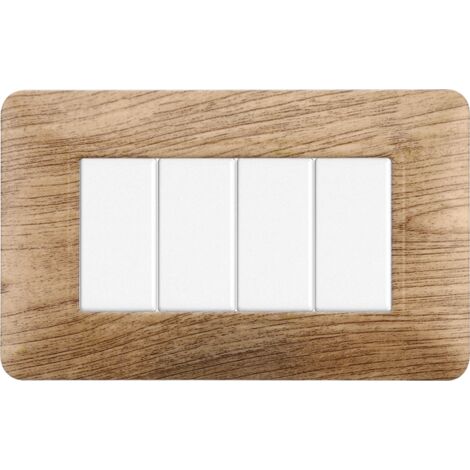 ETTROIT PLACCA PLASTICA 4P LEGNO CHIARO compatibile matix bticino MT83404