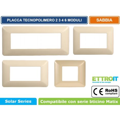 Placca Plastica Serie Solar 4P Colore Sabbia Compatibile Con Bticino Matix