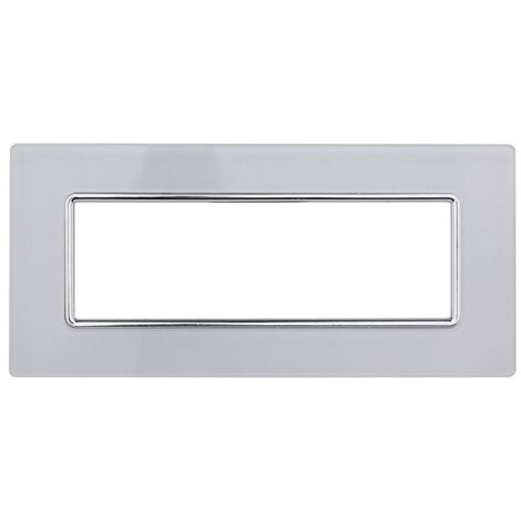 Placca compatibile Bticino Matix 6 moduli vetro colore bianco