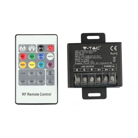 V-tac controller led sync rgb 12v-240w- 24v 480w con telecomando vt-2421 3340