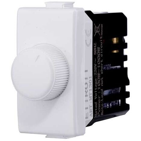 Dimmer regolatore a manopola compatibile Bticino Matix per carichi resistivi 100W-1000W colore bianco (1/3)
