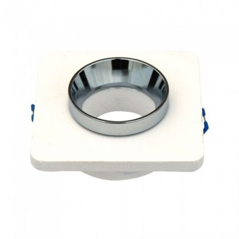 V-TAC VT-862-CHW portafaretto incasso scomparsa quadrato gesso con bordo metallo cromato GU10 - SKU 3119