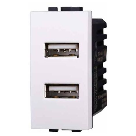 Presa Caricatore doppia USB Type-A compatibile Bticino Livinglight 5Vdc 2.1A colore bianco (1/2)