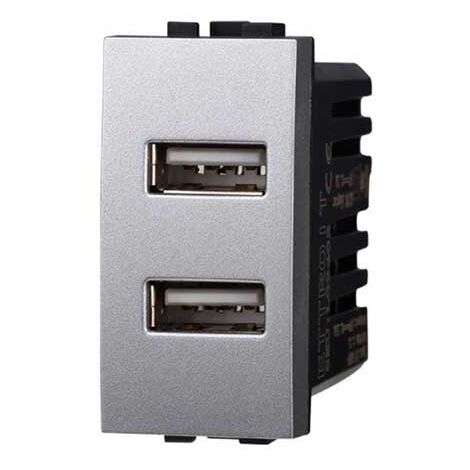 Presa Caricatore doppia USB Type-A compatibile Bticino Livinglight 5Vdc 2.1A colore tech (1/2)