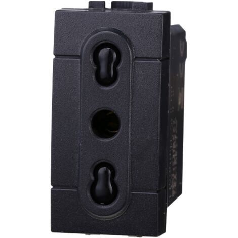 Modulo presa bipasso serie Space, nero, 16A, compatibile con serie BTicino Living - Ettroit LN2001