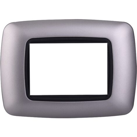 Ettroit placca compatibile Bticino Livinglight 3 moduli plastica bombata colore argento - LN88306