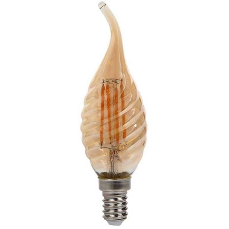 V-TAC Lampadina LED E14 4W Candela a Fiamma Tortiglione Filamento Ambrato Bianco Caldo
