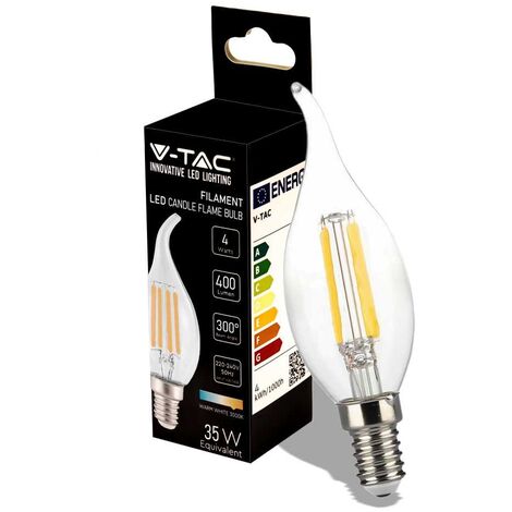 V-Tac VT-1997 Lampadina LED candela filamento lampada 4W E14 luce bianco caldo 3000K 214302