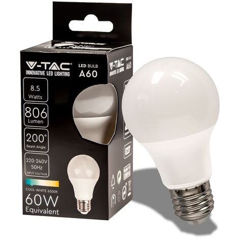 V-TAC VT-2099 Lampadina lampada LED 8.5W E27 Bulb A60 bianco freddo 6500K - SKU 217262