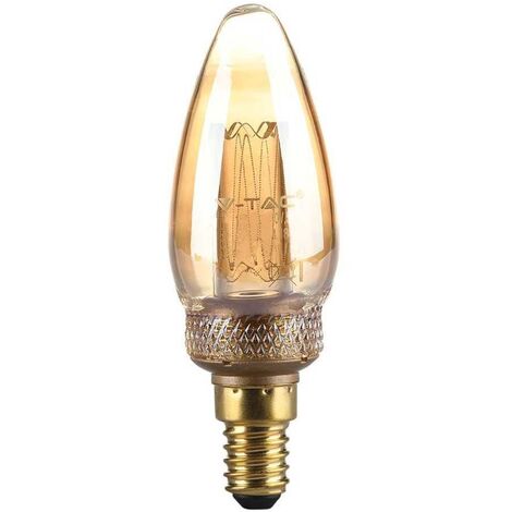 V-TAC Lampadina LED E14 2W Candela Filamento Ambrato Art 1800K