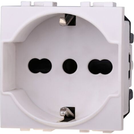Ettroit Serie Space Presa Bivalente Bipasso Schuko16A Bianca Compatibile Bticino Living Light LB2102