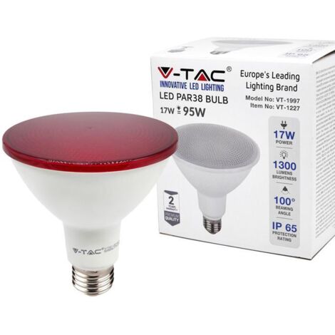 V-TAC VT-1227 92065 Lampadina LED E27 17W PAR38 Colore Rosso