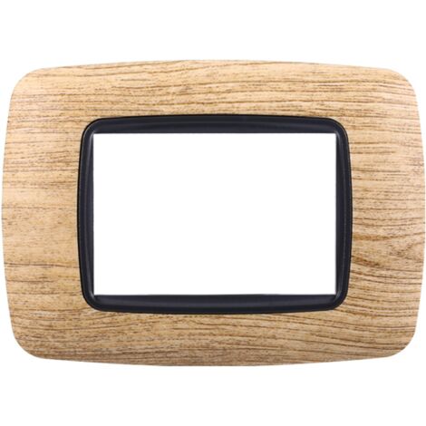 Ettroit placca compatibile Bticino Livinglight 3 moduli plastica bombata colore legno chiaro - LN88304