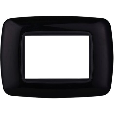 Ettroit placca compatibile Bticino Livinglight 3 moduli plastica bombata colore nero - LN88302