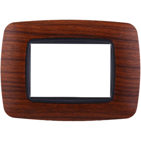 Ettroit placca compatibile Bticino Livinglight 3 moduli plastica bombata colore radica - LN88303