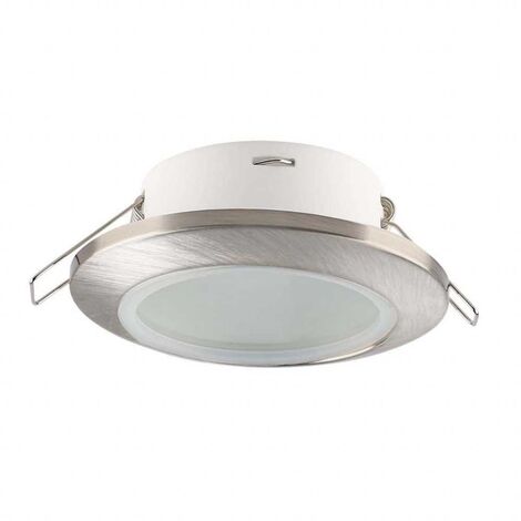 V-TAC VT-981 portafaretto led da incasso rotondo bombato faretto GU10 colore nichel satinato in policarbonato IP44 sku 6700