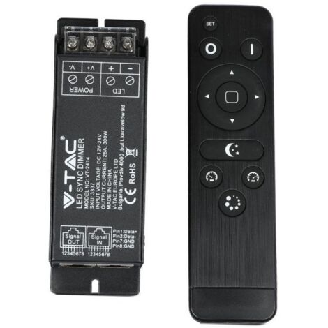 V-TAC VT-2414 CONTROLLER DIMMER SYNC CONNESIONE RJ45 PER STRISCE LED CON TELECOMANDO - SKU 3337 (1/8)