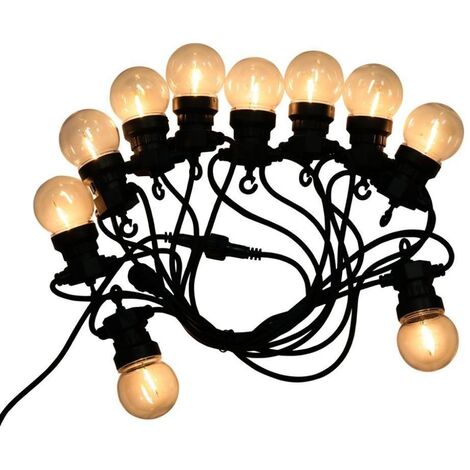 V-TAC Catenaria 5m 10 Lampadine Mini Globo Filamento LED 4W Nero + Trasformatore Bianco Caldo