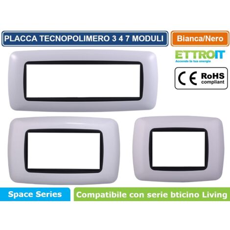 Ettroit placca compatibile Bticino Livinglight 4 moduli plastica bombata colore bianco - LN88401