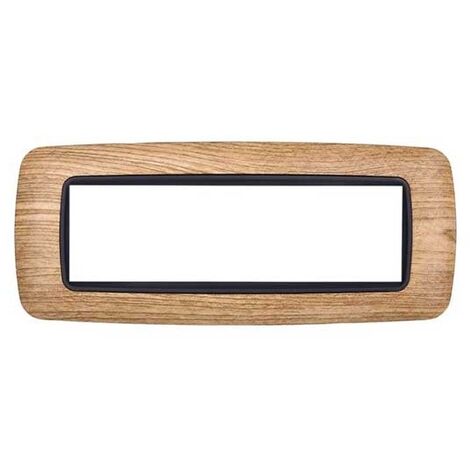 Ettroit placca compatibile Bticino Livinglight 7 moduli plastica bombata colore legno scuro - LN88705