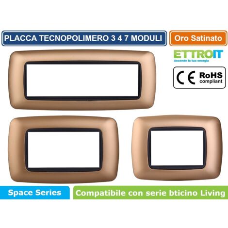 ETTROIT LN88711 Placca compatibile Bticino Livinglight 7 moduli plastica bombata colore oro