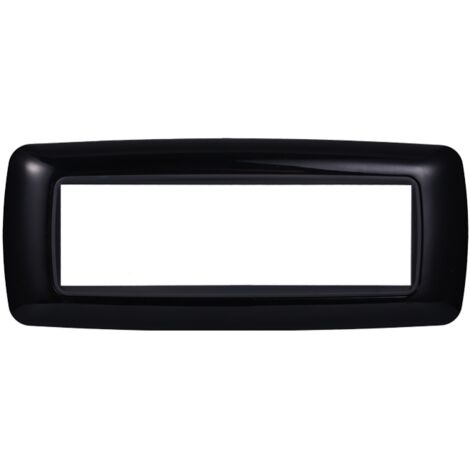 Ettroit placca compatibile Bticino Livinglight 7 moduli plastica bombata colore nero - LN88702