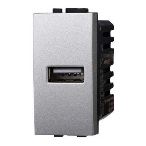 Modulo Presa Caricatore USB 5V 2,1A Colore GRIGIO Compatibile Con Bticino Living International