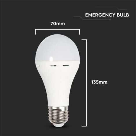 V-TAC VT-509 lampadina led E27 9W con batteria 3h forma A60 luce 4000k  lampada