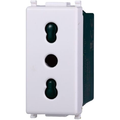 Presa bipasso compatibile Vimar Plana 2P+T 10/16A 250V colore bianco Ettroit EV2001