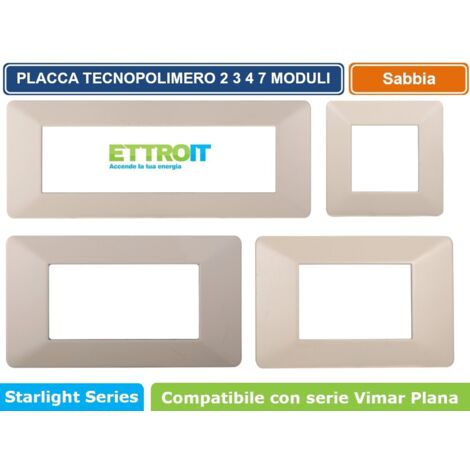 Placca compatibile Vimar Plana 7 moduli plastica colore sabbia Ettroit EV83709