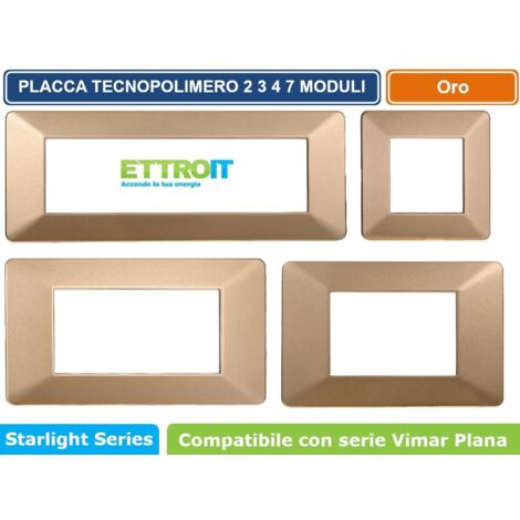 Placca compatibile Vimar Plana 7 moduli plastica colore oro Ettroit EV83711