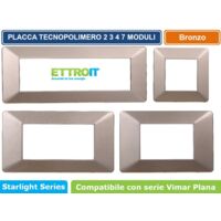 Placca compatibile Vimar Plana 7 moduli plastica colore bronzo Ettroit EV83710