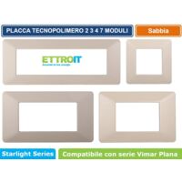 Placca compatibile Vimar Plana 2 moduli plastica colore sabbia Ettroit EV83209