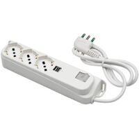 FANTON Multipresa OMEGA 3 prese bipasso schuko 16A+ 2 prese USB-A 5V 2,1A cavo 1,5 m. spina a squadra italiana 16A 47450