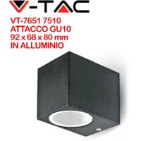 Portalampada Wall Light Alluminio satinato Nero 1xGU10 Mod. VT-7651 - SKU 7510 - Quadrato