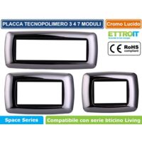 Ettroit Serie Space Placca 503 3P Moduli Tonda Argento Cromo Lucido Compatibile Living LN88313