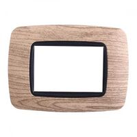 Ettroit placca compatibile Bticino Livinglight 3 moduli plastica bombata colore legno scuro - LN88305