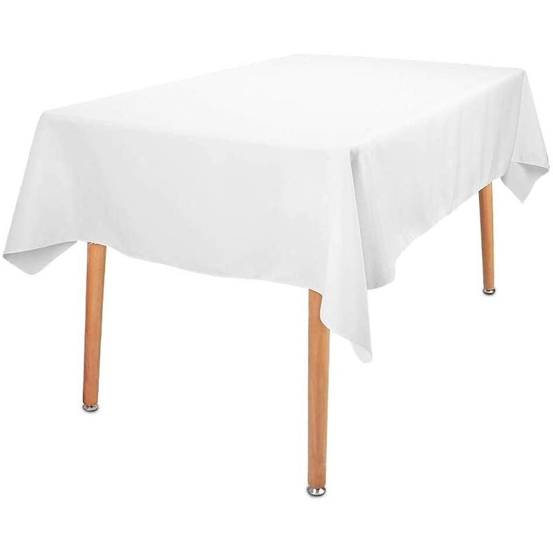 LUVODI Mantel Antimanchas Blanco Mantel Poliéster Rectangular para Comedor Restaurante y Hotel - 178 x 229cm, Blanco