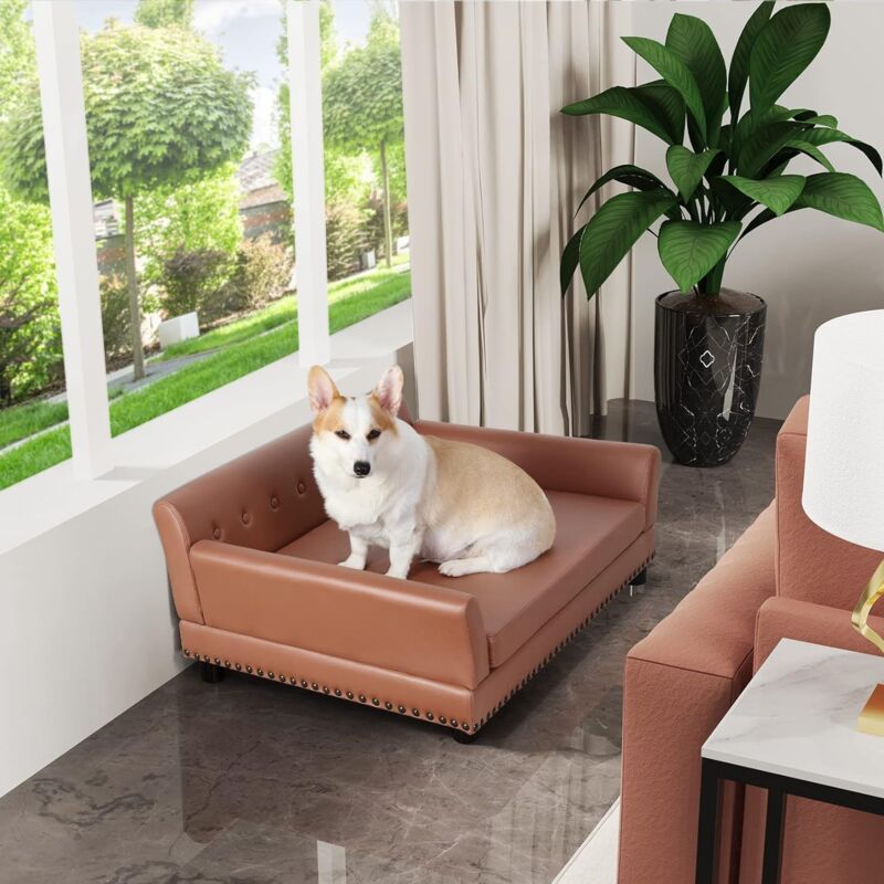 Juelle Cama Para Perros De Piel Sintética, Esquina Para Perros
