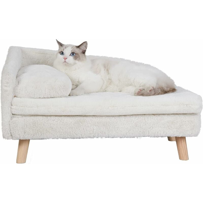 Sofá impermeable para mascotas, sofá cama elevado para perros y gatos con  cojín y almohada, pequeño