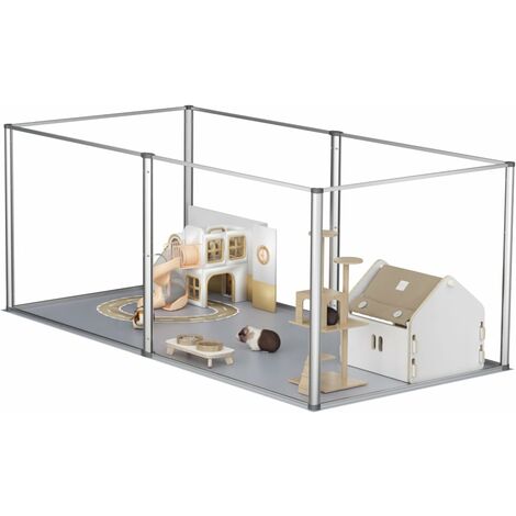 BingoPaw Corral para Perros Recinto Parque Cachorros de Acrilico Transparente Caja de Parto para Animales Pequeios Interior 6 Paneles
