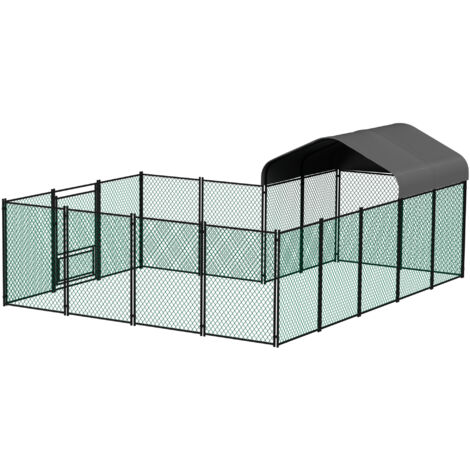 Gallinero para Cxteriores 10 m² Corral para Pollos de Malla de Alambre Jaula paraPollos de Gran Tamaño Marco de Acero Galvanizado con Lona