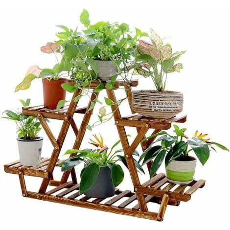 UNHO Soporte para Plantas de Metal Plegable Estanteria Escalera Macetas  Decorativas Interior Exterior, 51 x 70 cm