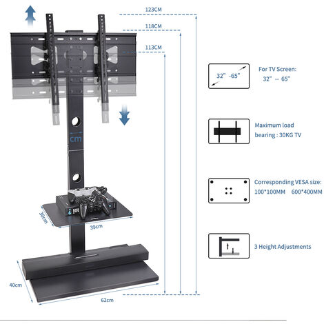 Muebles y soportes para equipos audiovisuales - Soporte de suelo con ruedas  para pantallas planas de 32 a 65