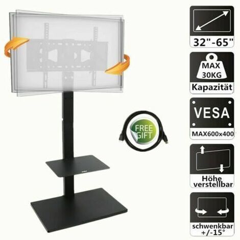 UNHO Soporte TV Pie 32-65 Base Televisión de Suelo de Altura Ajustable para  Pantalla LED LCD Plasma VESA 600x400