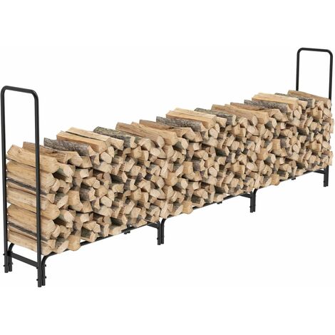 UNHO Soporte Leñero para Leña Exterior Estanteria Organizador Metalico Grande para Leña Madera para Jardín 345x35x117cm