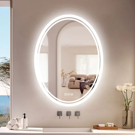 LUVODI Espejo Baño con Luz Led Pared Ovalado Antivaho Retroiluminado IP65, 600 x 800mm