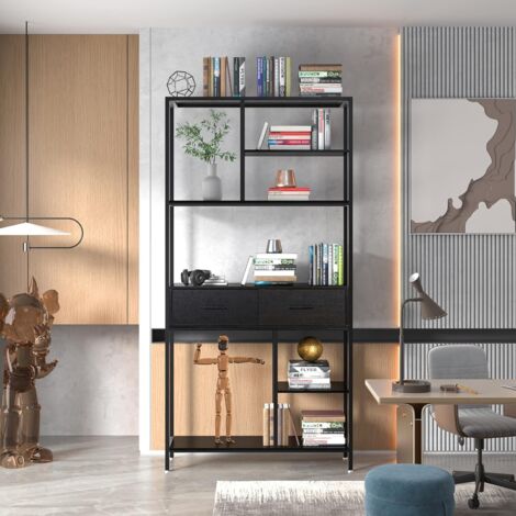 UNHO Librería de Pie con Cajón Industrial Estantería Alta para Oficina Casa